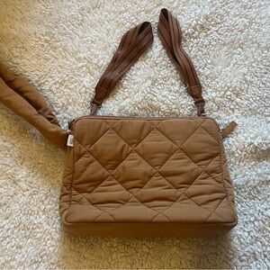 BEIS Clutch Diaper Bag Quilted Tan Convertible Bag